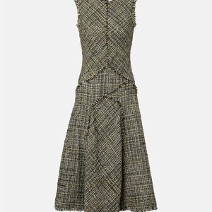 ERDEM Tweed Midi Dress in Black and Cream
